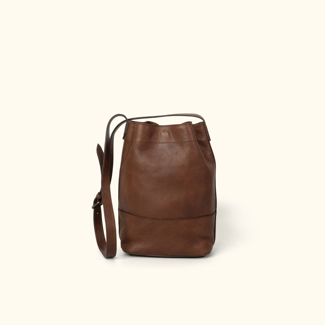 Paint Can Leather Bucket Bag In Brown