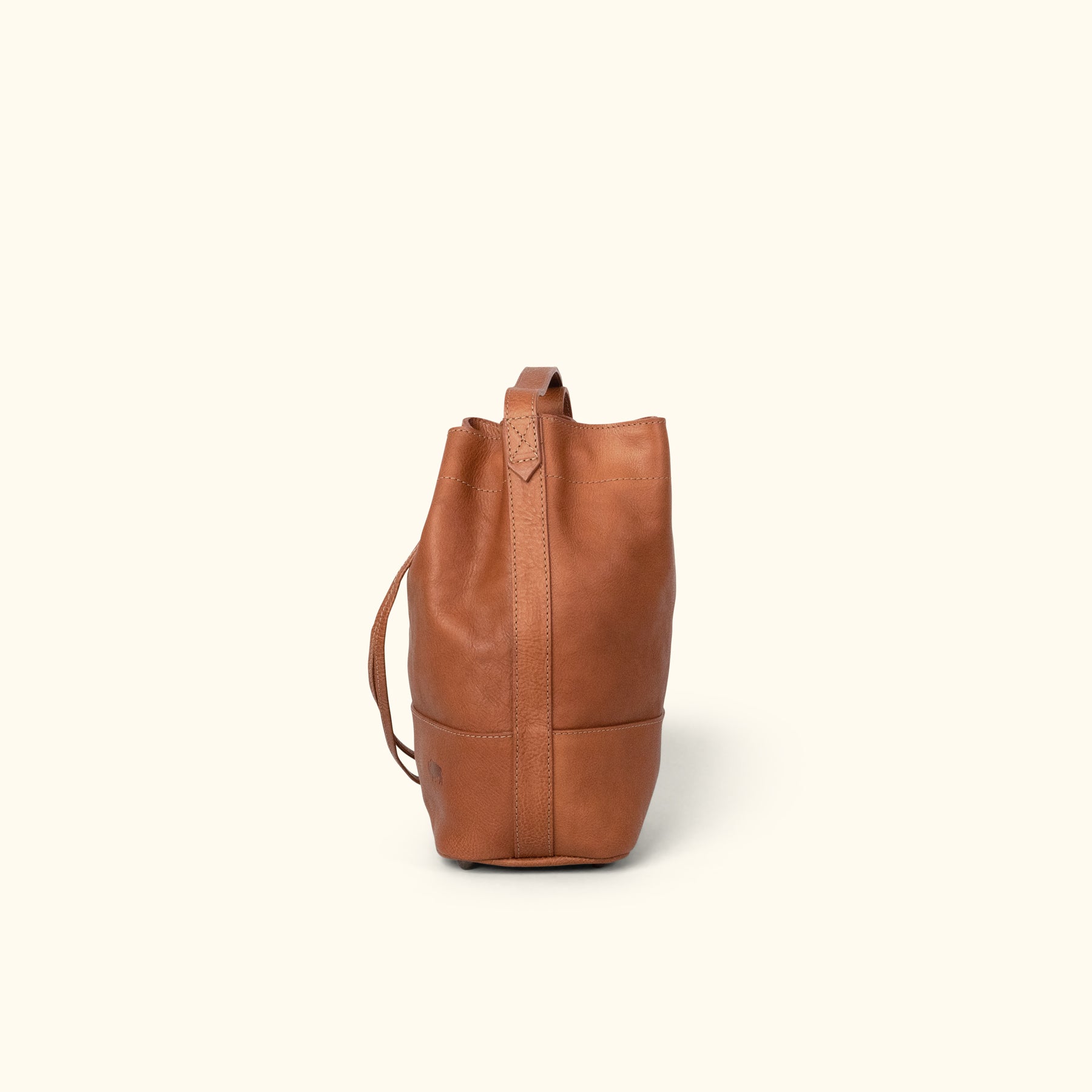 Leather Bucket Bag, Taupe Medium Song Bag