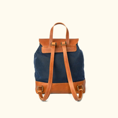 Madison Waxed Canvas Backpack | Navy w/ Saddle Tan Leather