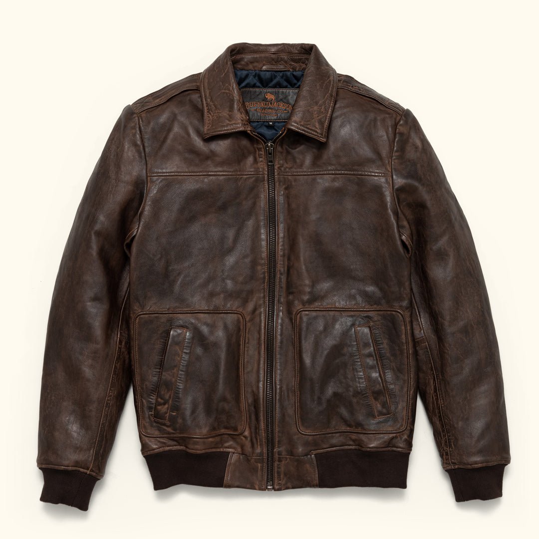 Vintage Brown Leather Bomber Jacket Buffalo Jackson vintage-brown-leather-bomber-jacket-buffalo-jackson