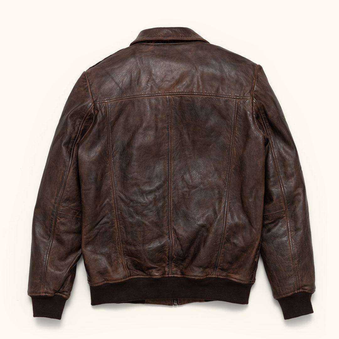 Maverick Leather Bomber Jacket | Distressed Brown - XXL