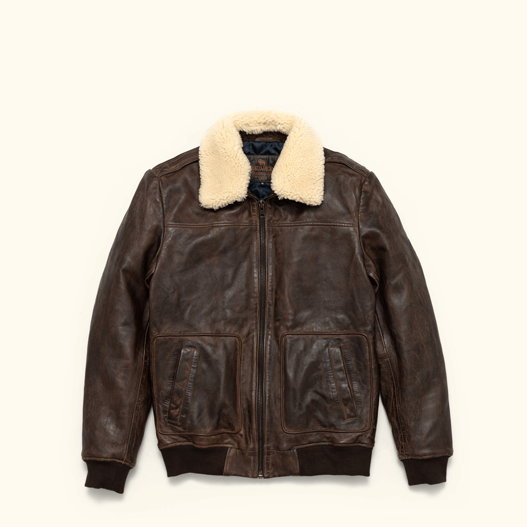 Vintage Brown Leather Bomber Jacket Buffalo Jackson