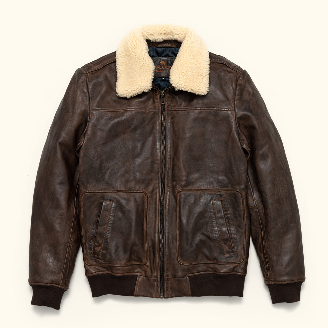 Vintage Brown Leather Bomber Jacket | Buffalo Jackson