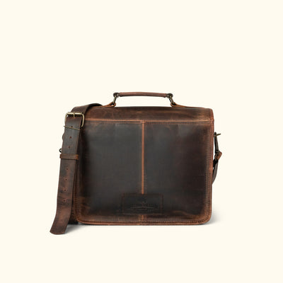 Professional Leather Camera Bag | Dark Oak back