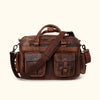 Men's rugged Leather Pilot Bag | Dark Oak front