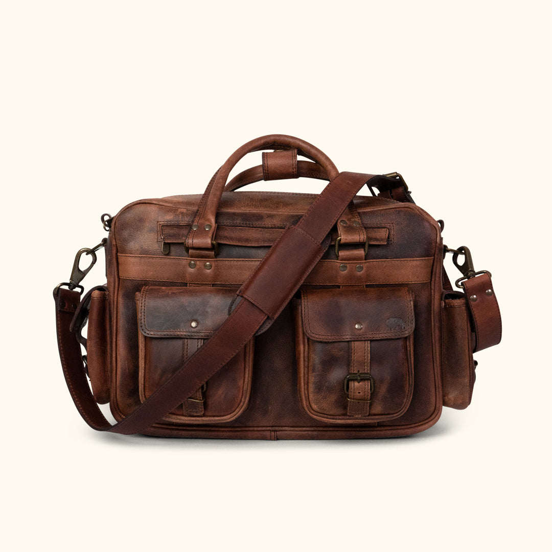 Roosevelt Leather Pilot Bag in Dark Oak — Buffalo Jackson