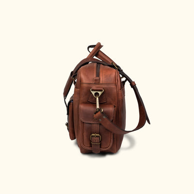 Vintage Leather Pilot Bag - Large | Dark Oak side