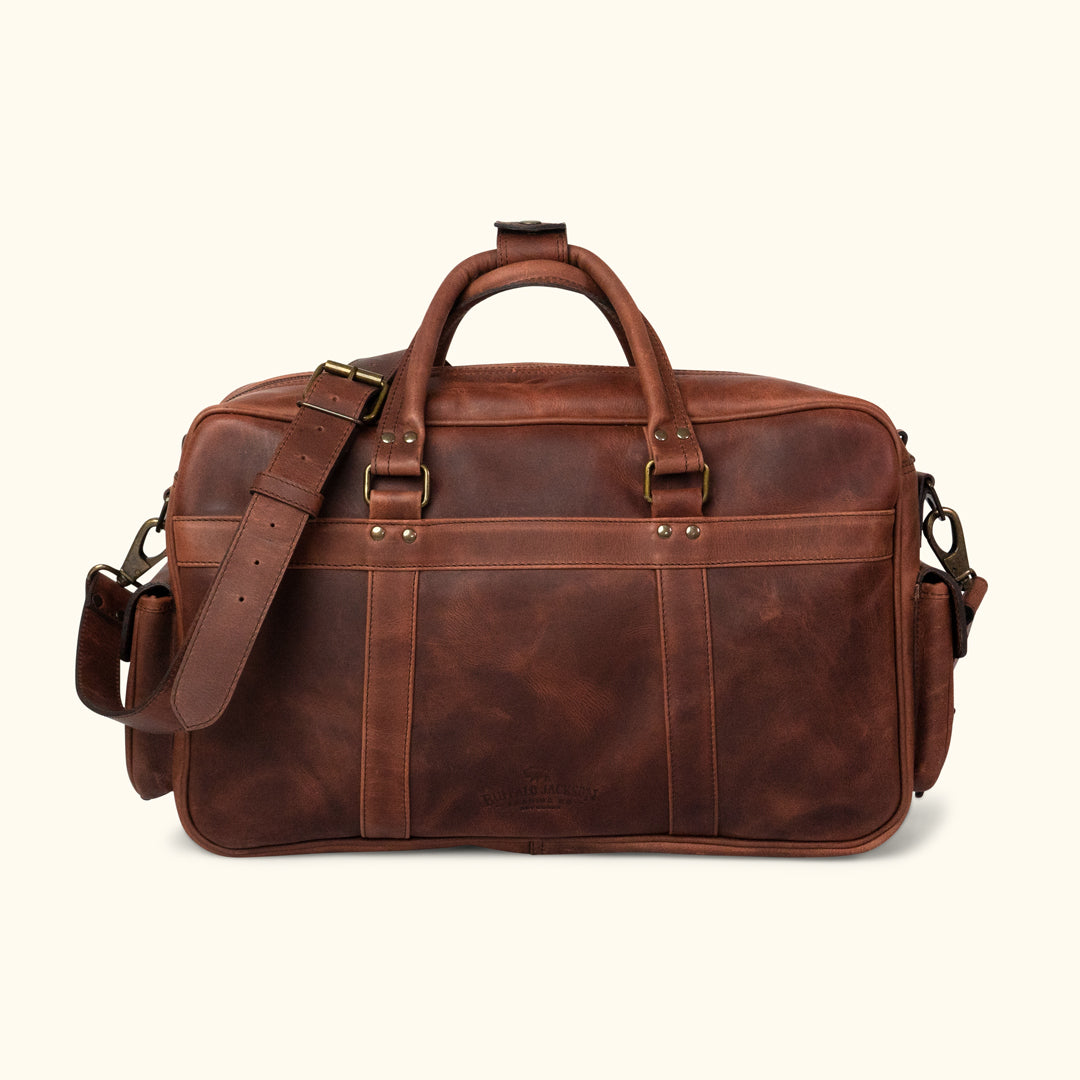 Mens Large Flight Bag Leather Pilot Bag Buffalo Jackson