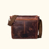 Dark Leather Satchel Messenger Bag back