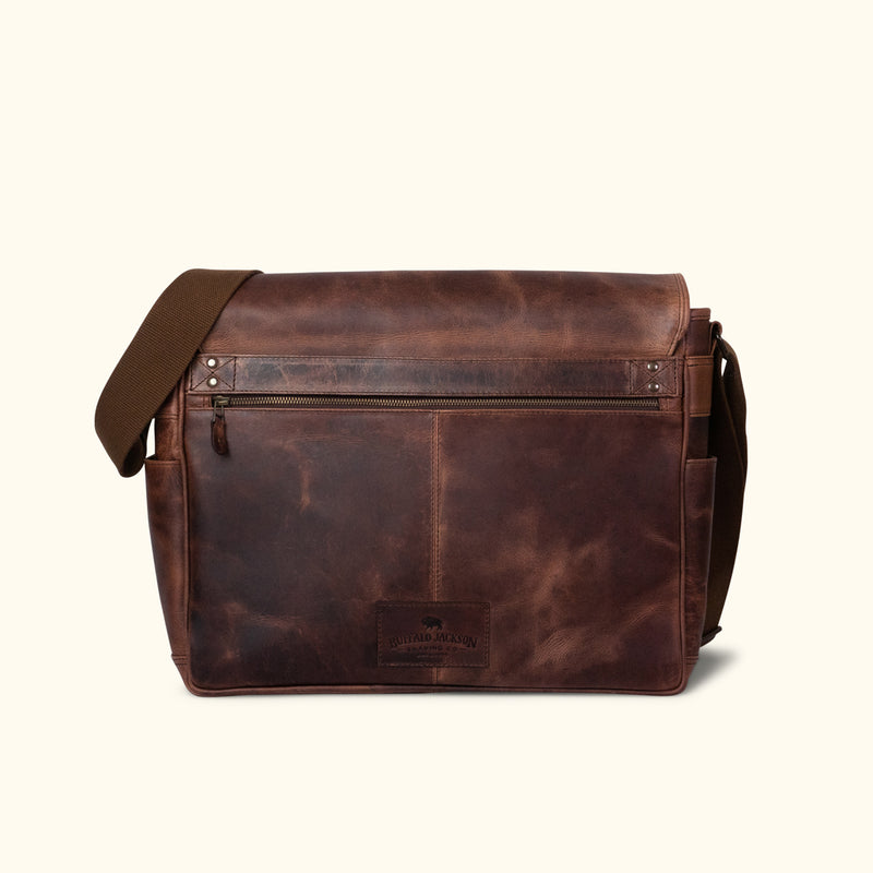 Large Leather Messenger Bag Dark Oak Buffalo Jackson