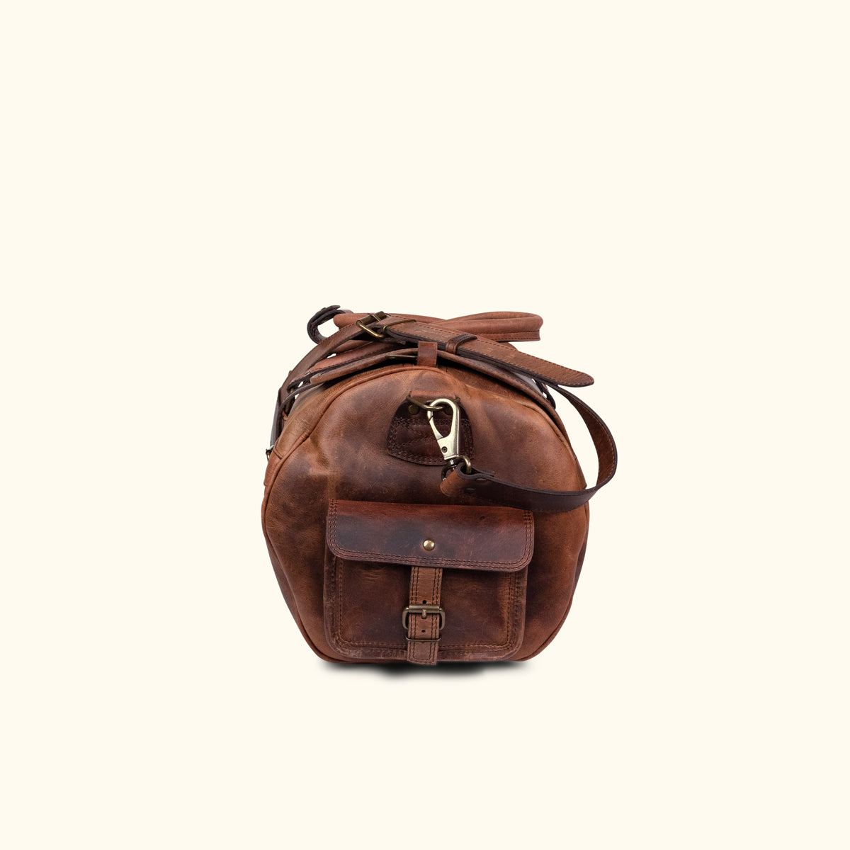 Roosevelt Buffalo Leather Duffle Bag, Dark Oak