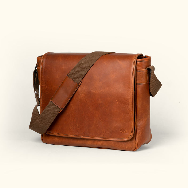 Men's Leather Satchel Messenger Bag | Buffalo Jackson