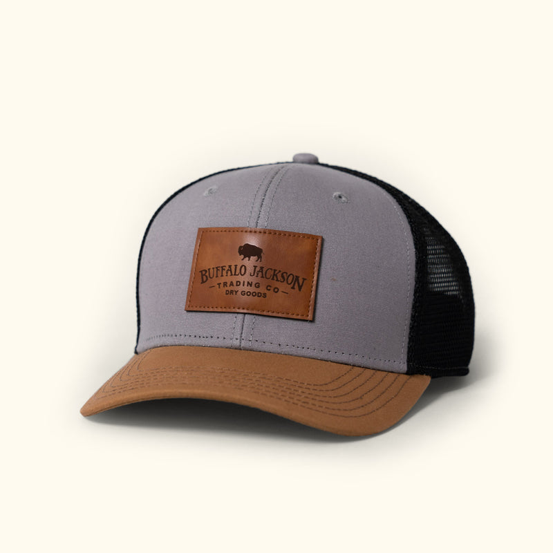 Buffalo Jackson Trucker Hat with Leather logo patch - tan