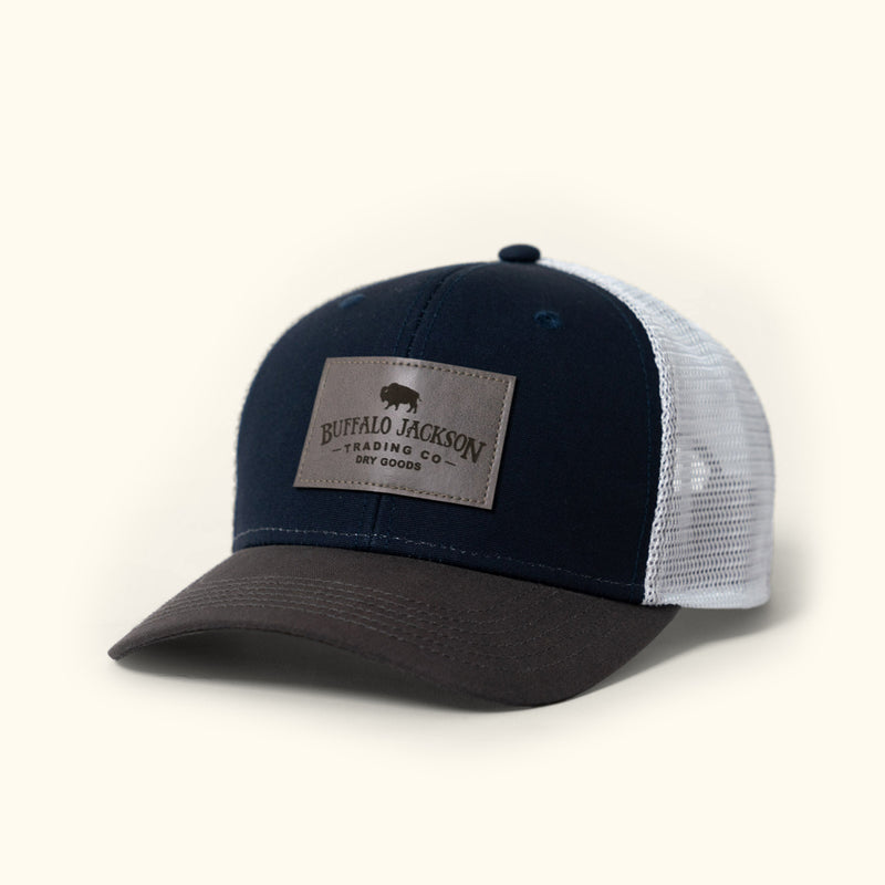 Trucker Leather Gray Patch Hat