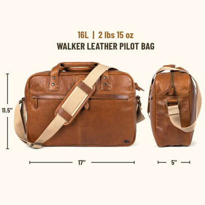 Walker Leather Pilot Bag | Rustic Tan
