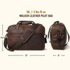 Men's Classic Leather Pilot Travel Bag | Vintage Oak interior Sizing