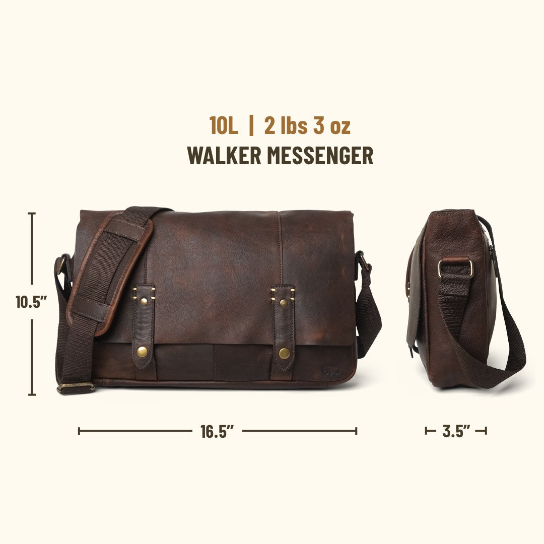 Vintage Messenger Bag | Vintage Oak interior Sizing