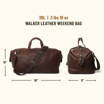 Vintage Leather Weekend Bag | Vintage Oak interior Sizing