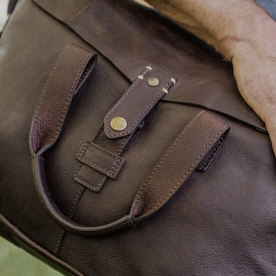 Classic Leather Bag Closeup with Closure