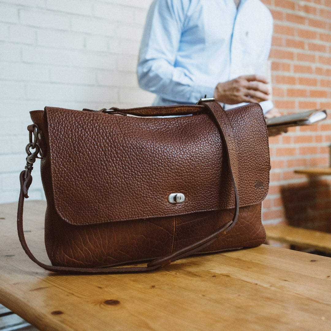 Bison Leather Messenger Bag for everyday or business use - Ozark