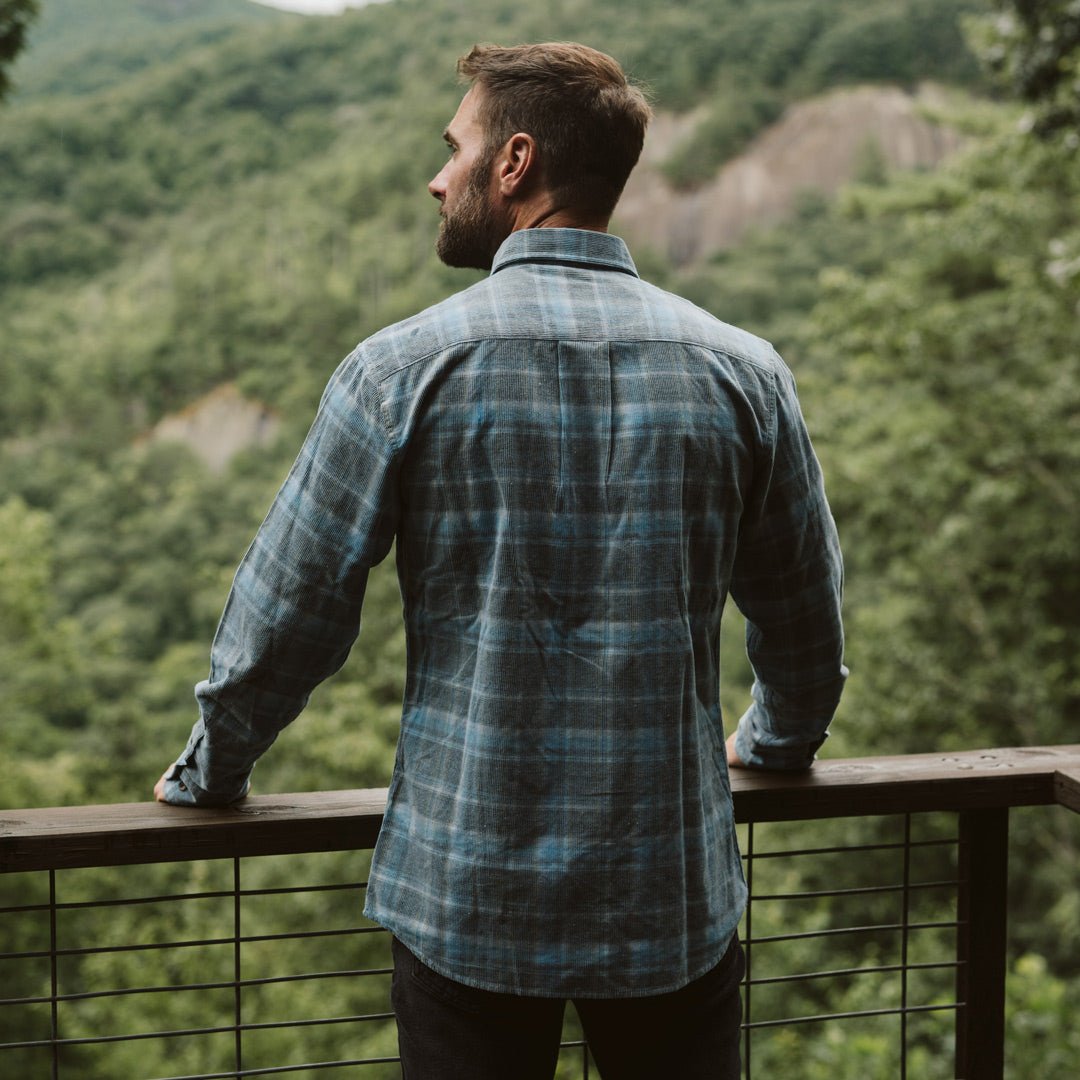 tough fall weather Montana Corduroy Shirt | Plaid Blue