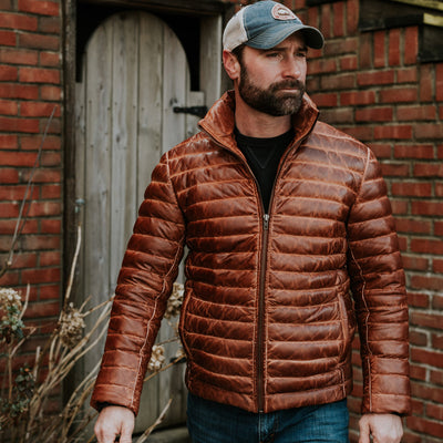 Rugged Leather Down Jacket