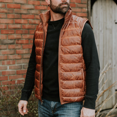 vintage leather puffer vest