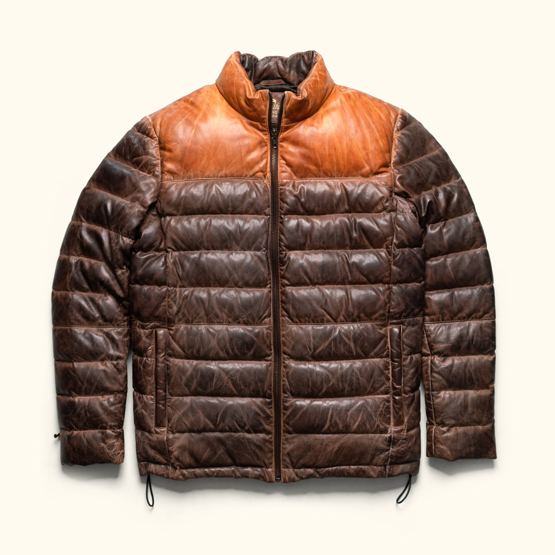 Buffalo Jackson Trading Co. Bridger Leather Down Jacket | Tan & Brown - L