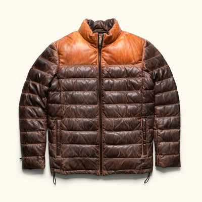 Bridger Leather Down Jacket | Tan & Brown hover