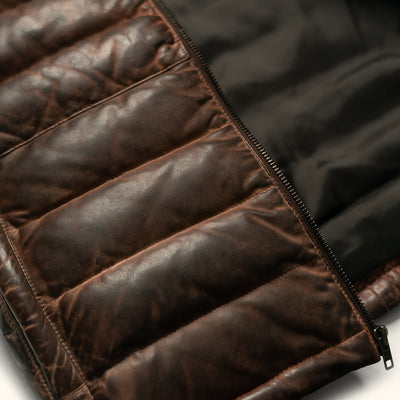 Tough Bridger Leather Down Vest | Tan & Brown