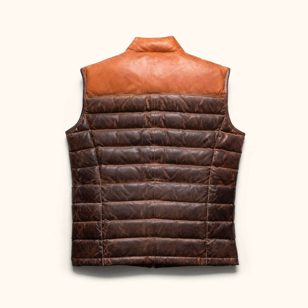 Vintage Leather Puffer Vest, Outdoor Vest