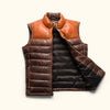 Mens vintage leather down vest