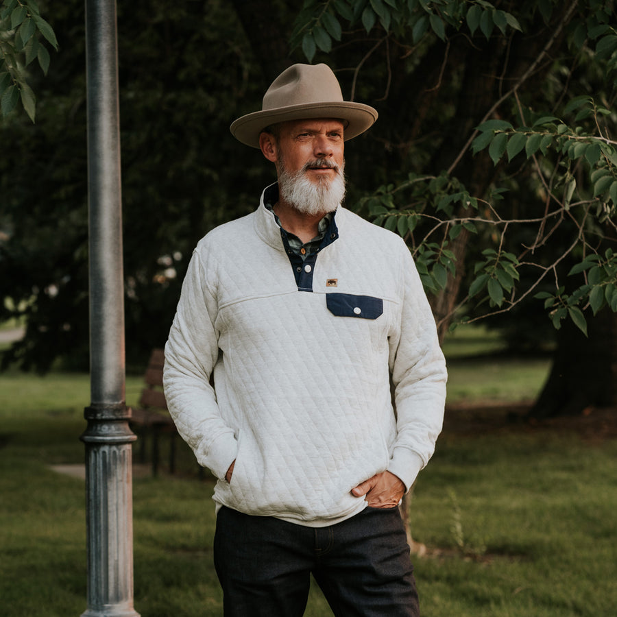 Tough warm 2021 Quilted Pullover | Ecru Heather