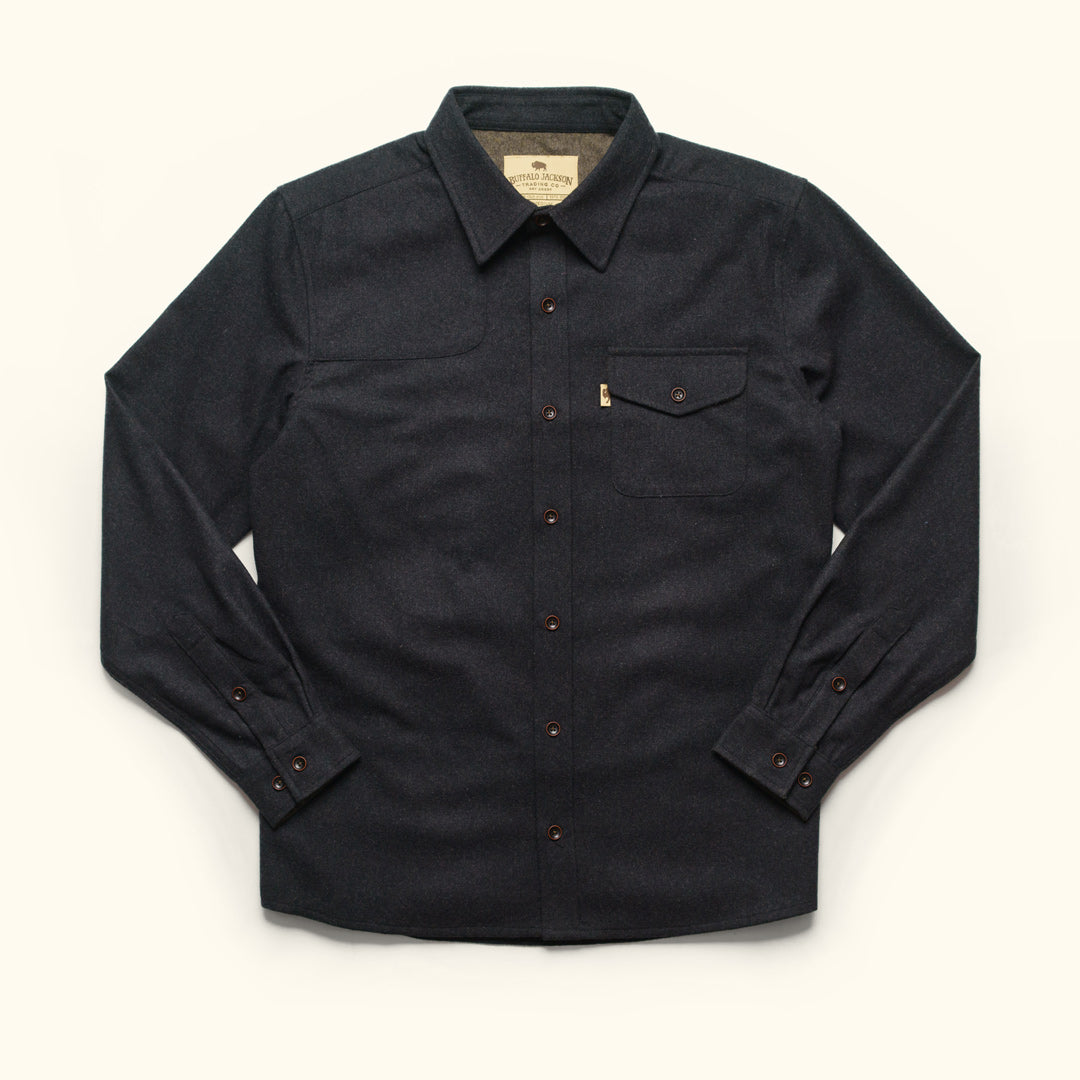 Gunnison Wool-Blend Solid Flannel Shirt | Dark Heather Charcoal