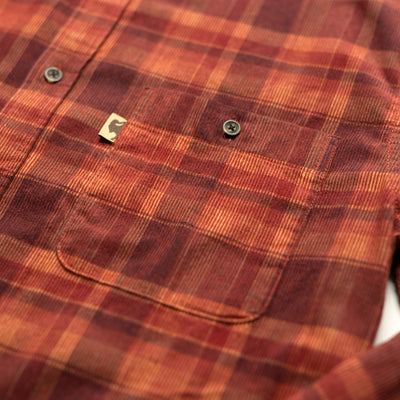 Washed red Corduroy flannel Shirt for men