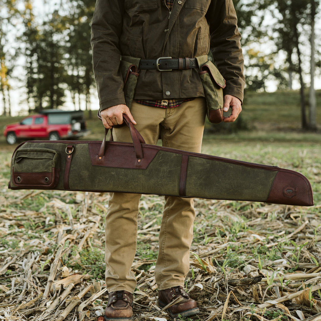 Dakota Shotgun Case | Waxed Canvas Green w/ Dark Briar Leather