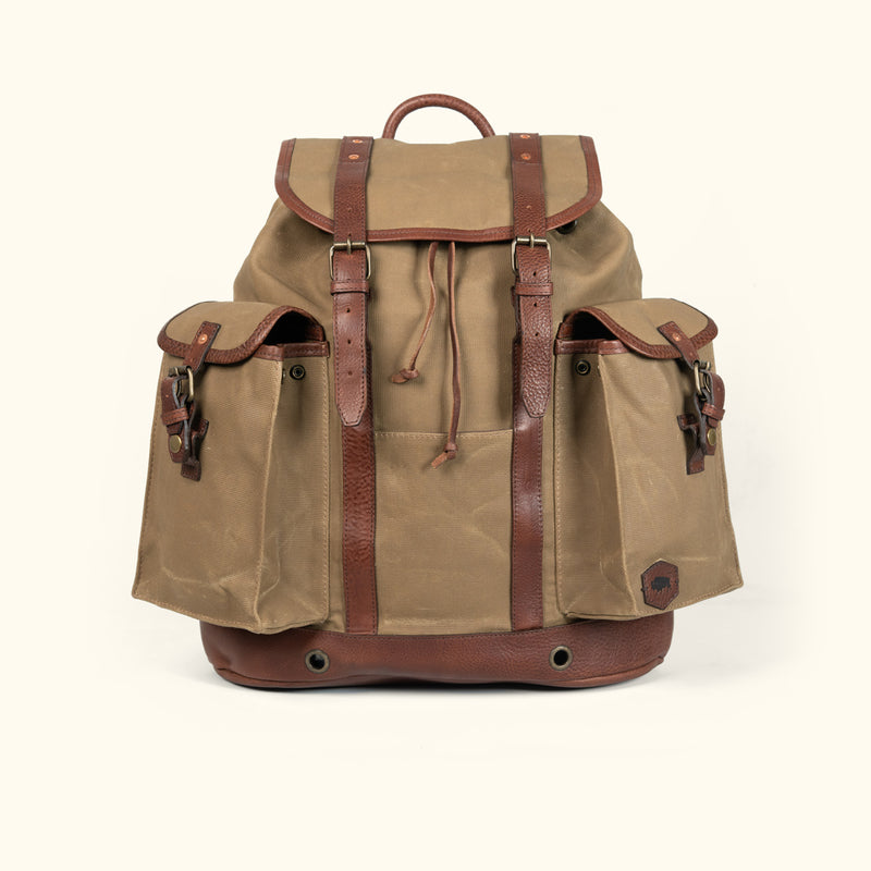 Dakota Reserve Waxed Canvas Leather Briefcase | Field Khaki with Chestnut Brown