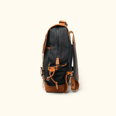 Rugged Waxed Canvas Commuter Backpack Navy Side