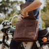 motorcycle Leather Satchel Messenger Bag | Dark Oak