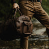 Vintage Leather Travel Duffle Bag dark briar