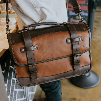 Rugged Leather Briefcase brown