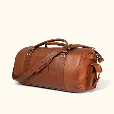 Best full grain Leather Travel Duffle Bag | Autumn Brown turned