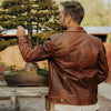 Classic brown distressed leather jacket
