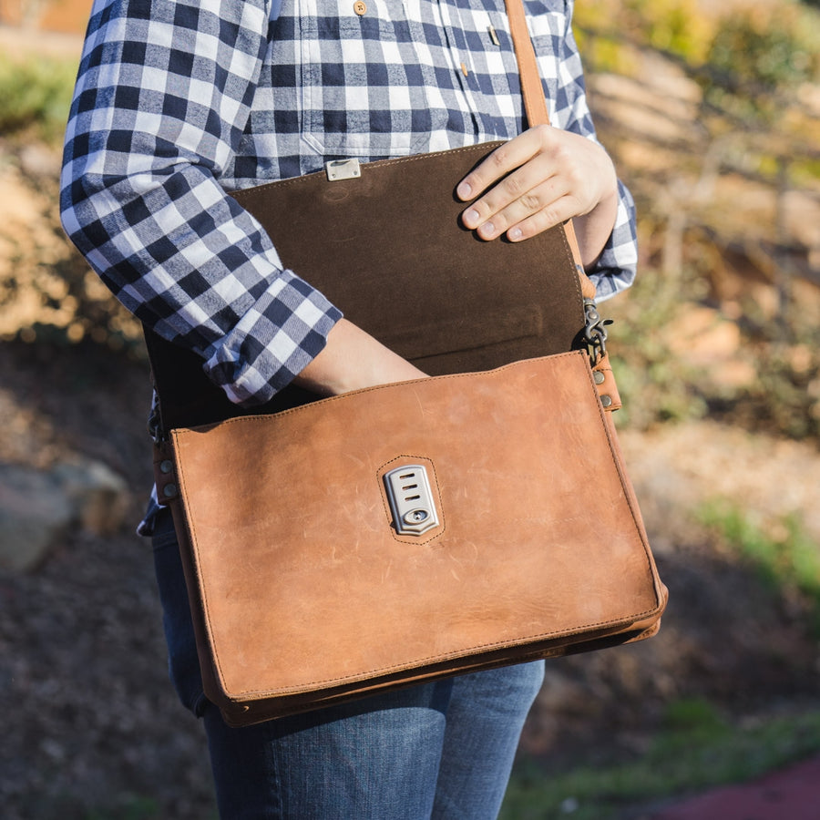 Denver Leather Attache Briefcase | Sienna Brown