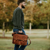 Men's Rugged Leather Travel Briefcase | Autumn Brown