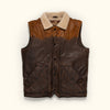 Jackson Leather Down vest in brown and tan