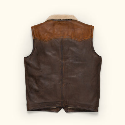 Mens best leather down vest for winter