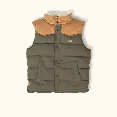 Jackson Vest w/ Sherpa Collar - Green and Khaki