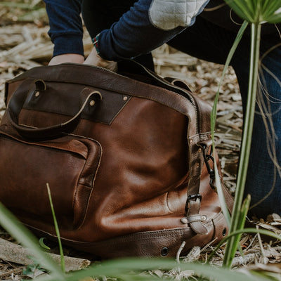 Vintage Leather Weekend Duffle Bag | Chestnut Brown w/ Dark Hazelnut