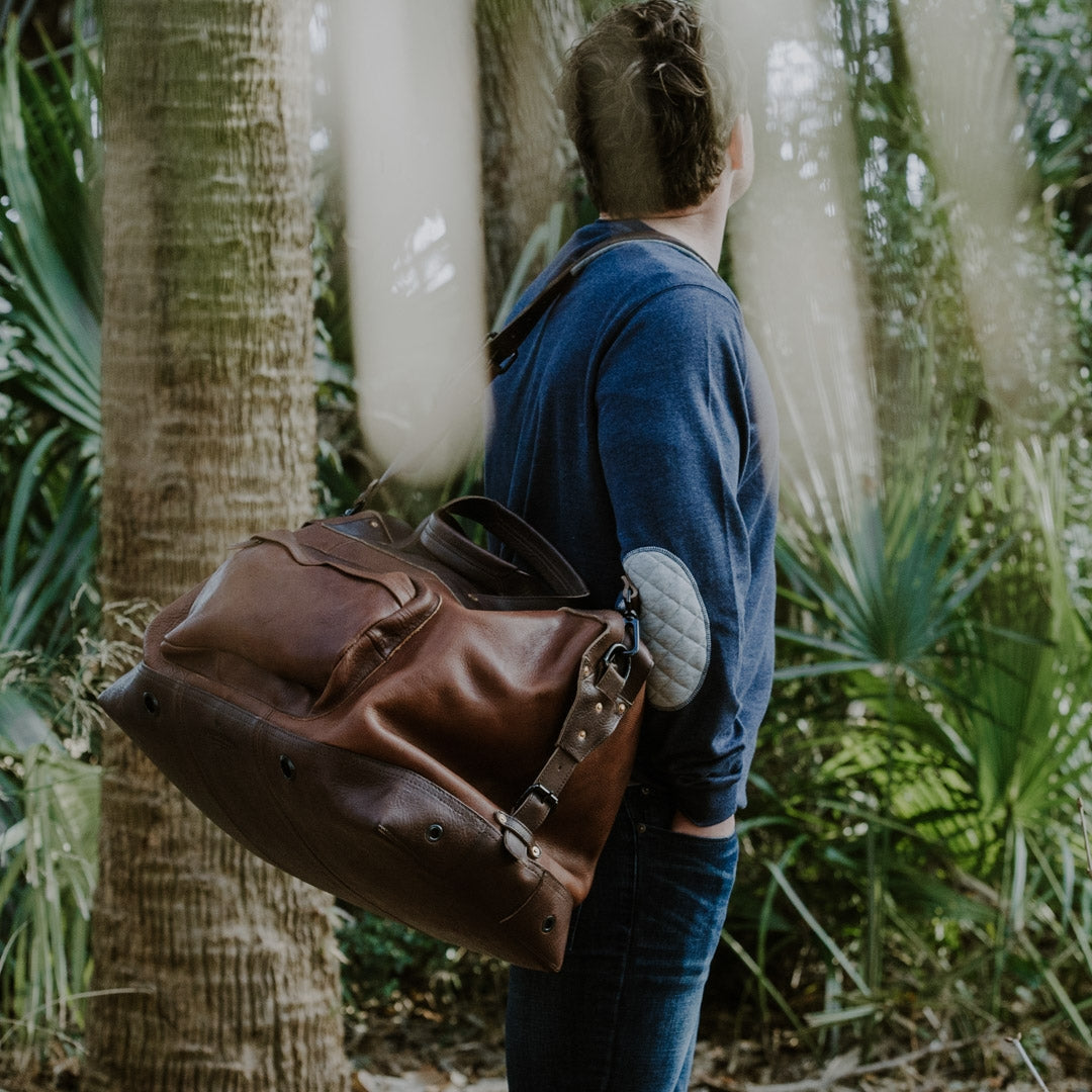 Dakota Waxed Canvas Military Sea Bag Backpack | Field Khaki w/ Chestnut Brown Leather